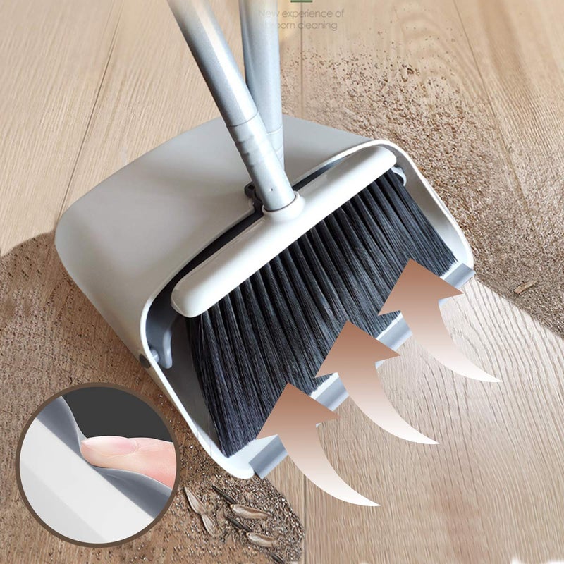JEHONN Broom and Dustpan Set, JEHONN Long Handle Lightweight Broom Set Upright Standing Dustpan Stand Up Store Sweep Set for Home Room Kitchen Office Lobby - Image 3